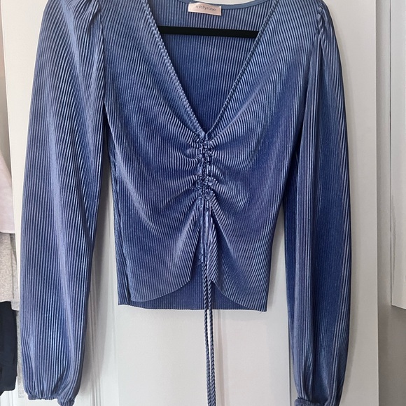 Blue Ruched Long Sleeve Top & Wide leg pants. - Picture 1 of 2